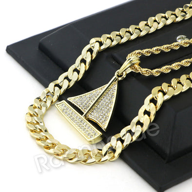 HIP HOP Lil YACHTY CHARM ROPE CHAIN DIAMOND CUT CUBAN CHAIN NECKLACE G67 - Raonhazae