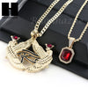 RUBY NEKHBET EYE OF HORUS PENDANT CUBAN LINK ROPE CUBAN NECKLACE SET 18 - Raonhazae