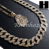 New 14k Gold PT King-tut Pendant 15mm Miami Cuban 30" Necklace SET 202G - Raonhazae