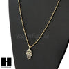 Sterling Silver .925 Hamsa 6 Points Star David 2.5mm Moon Cut Chain S01 - Raonhazae