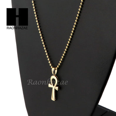 Sterling Silver .925 Egyptian Mini ANKH Cross 2.5mm Moon Chain12 - Raonhazae